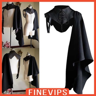 [Finevips] เสื้อคลุม เครื่องแบบ ผู้ใหญ่ สีดํา สไตล์เรโทร สําหรับผู้หญิง เหมาะกับฮาโลวีน คริสต์มาส