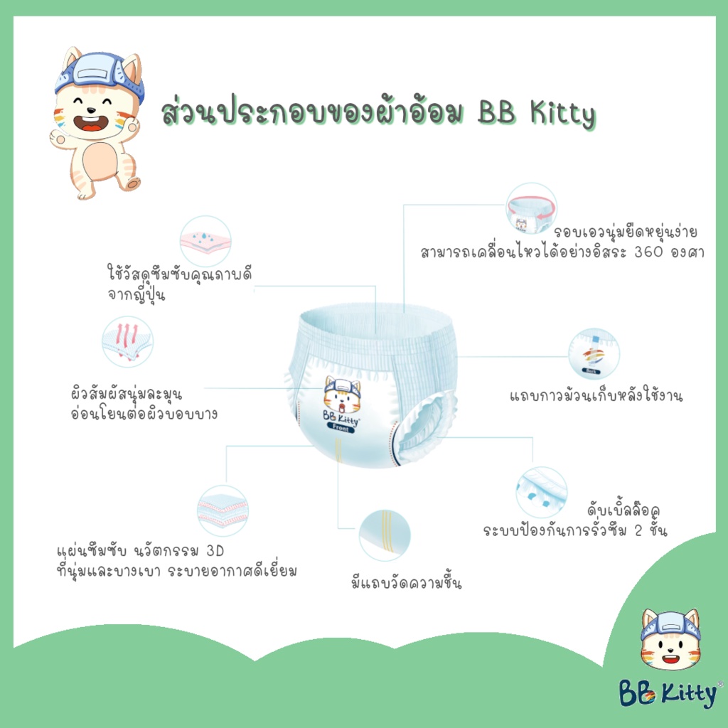 ยกลัง-bb-kitty-baby-diaper-pants-size-m-กางเกงผ้าอ้อมเด็ก-แบบบางเฉียบ-นุ่มและเบาสบาย-ซึมซับเยี่ยมยาวนาน-12-ชั่วโมง