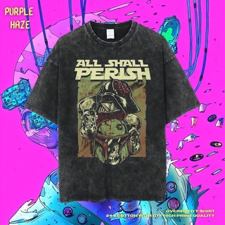 เสื้อยืดสีดำอินเทรนด์เสื้อยืด ขนาดใหญ่ พิมพ์ลาย Haze All Shall Perish สีม่วง | หินล้างทําความสะอาด | เสื้อเชิ้ต ลาย Star