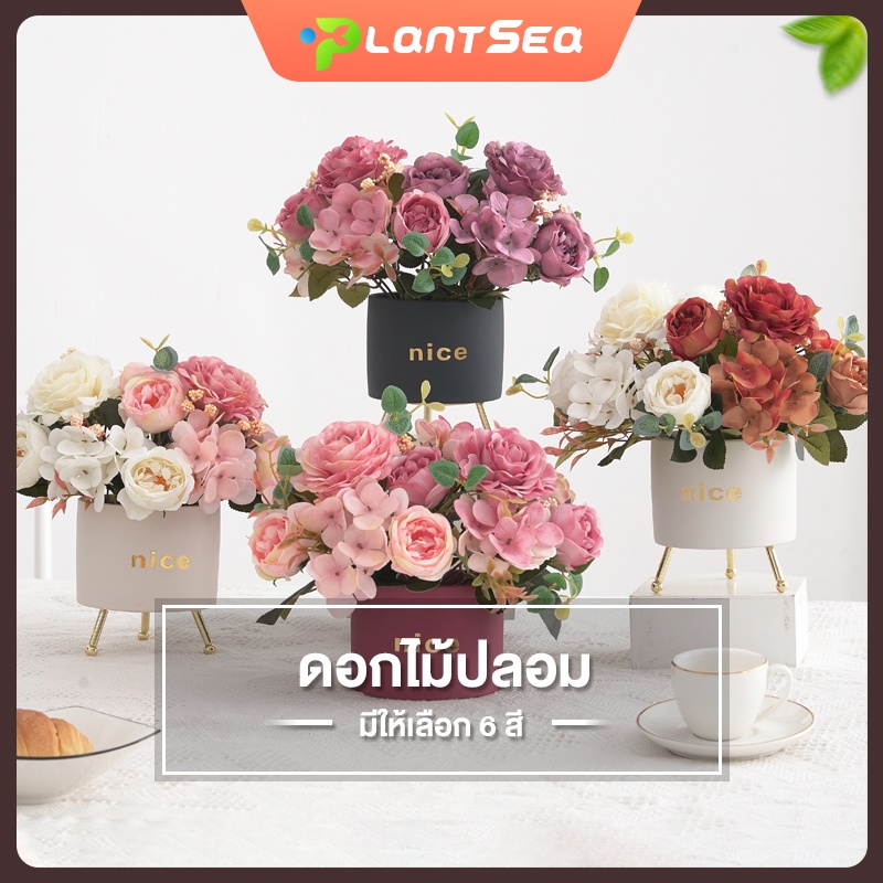 ดอกไม้ปลอมสวยๆ ดอกไม้ตกแต่ง ดอกไม้ประดิษฐ์ ดอกกุหลาบปลอม ของตกแต่งห้อง ...