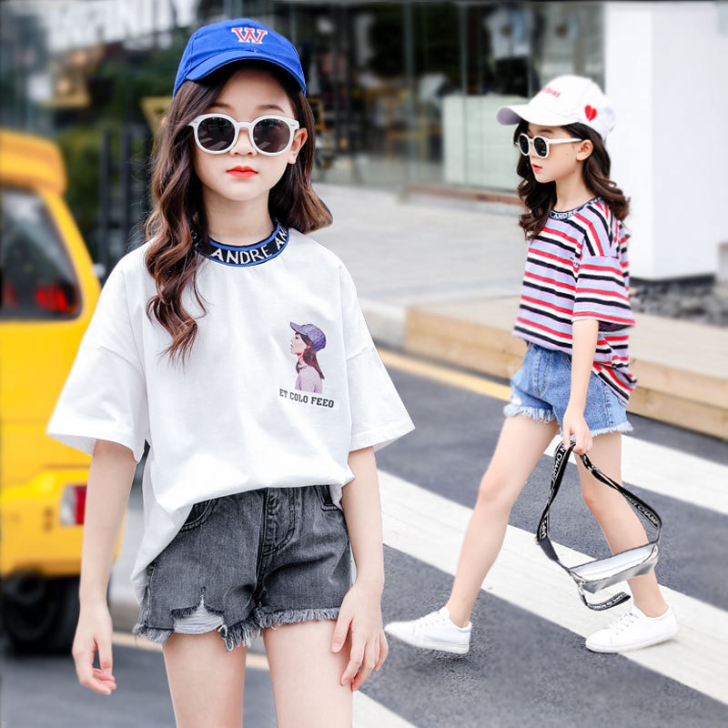 สาวเสื้อยืด-2023-ฤดูร้อนใหม่หลวมเด็กด้านบน
