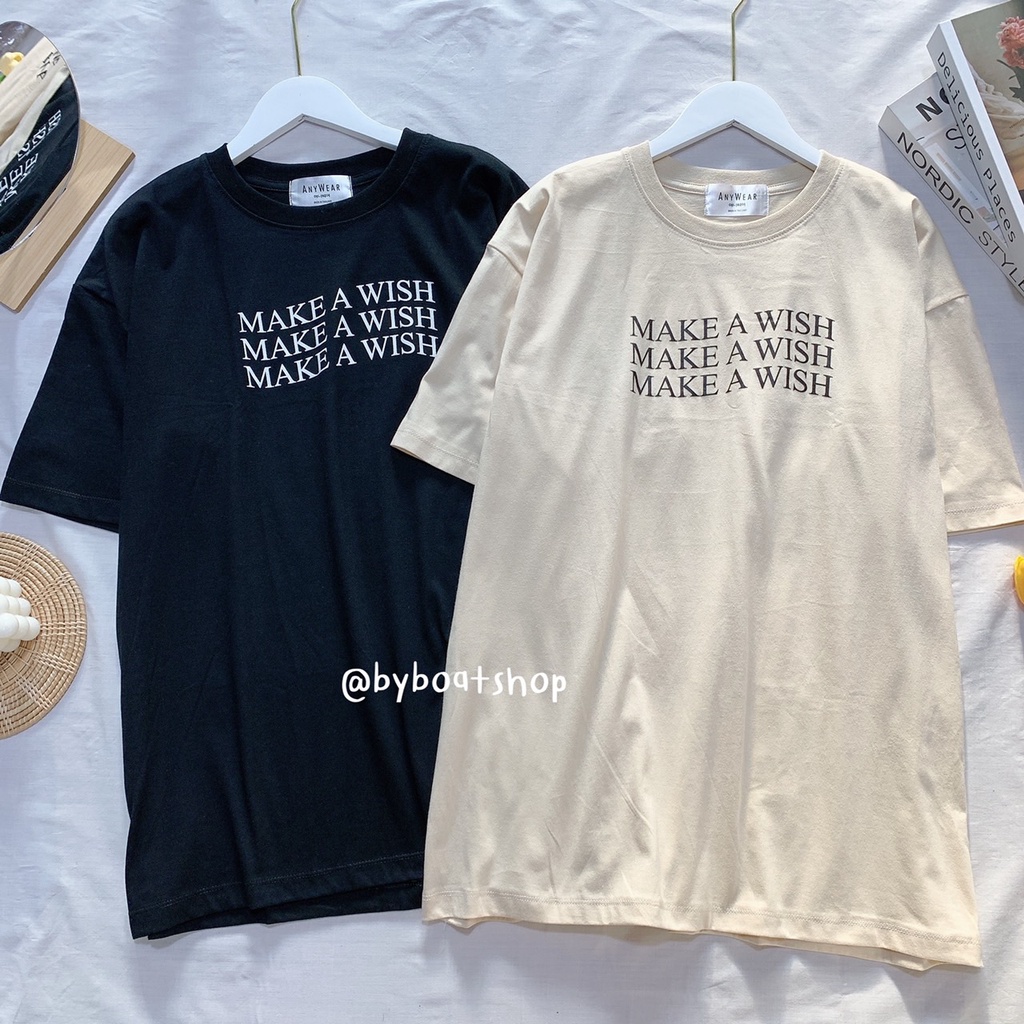 พร้อมส่ง-เสื้อยืด-oversize-ลาย-make-a-wish-ผ้าคอตตอน