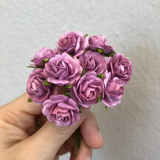 ดอกไม้กระดาษสาดอกไม้กุหลาบขนาดเล็กสีม่วงบานเย็นอ่อน 80 ชิ้น ดอกไม้ประดิษฐ์สำหรับงานฝีมือและตกแต่ง พร้อมส่ง F247