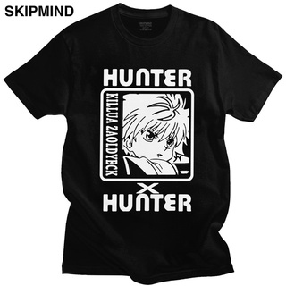 เสื้อยืดโอเวอร์ไซส์เสื้อยืดคอกลม แขนสั้น พิมพ์ลายอนิเมะ Hunter X Hunter Killua Zoldyck สําหรับผู้ชาย 612186S-3XL