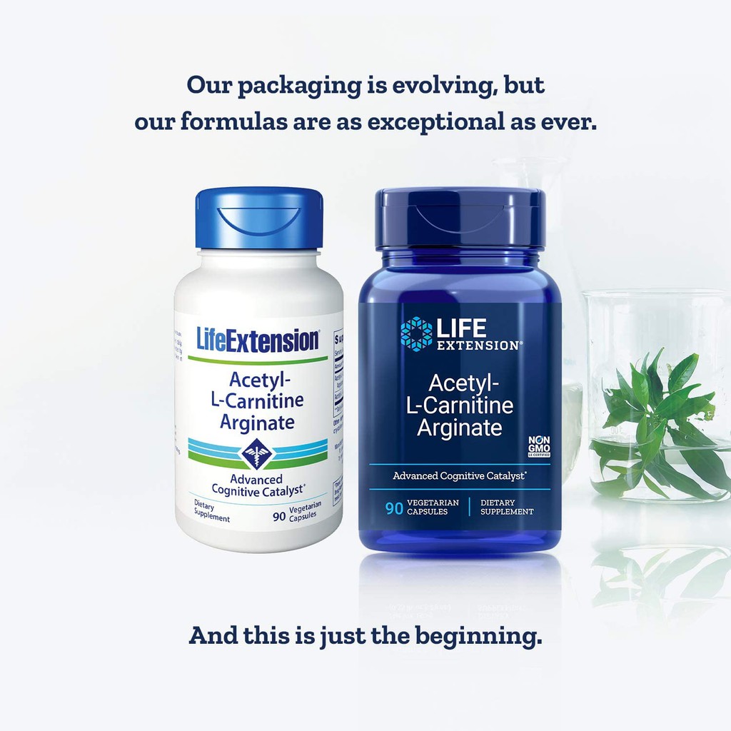 อะเซทิล-แอล-คาร์นิทีน Acetyl-L-Carnitine Arginate 90 VegCap - Life Extension 