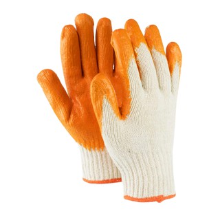 Bigbluemall ถุงมือผ้าเคลือบยาง Cotton(สีส้ม)(CT-01) โหละ รหัส 52040150