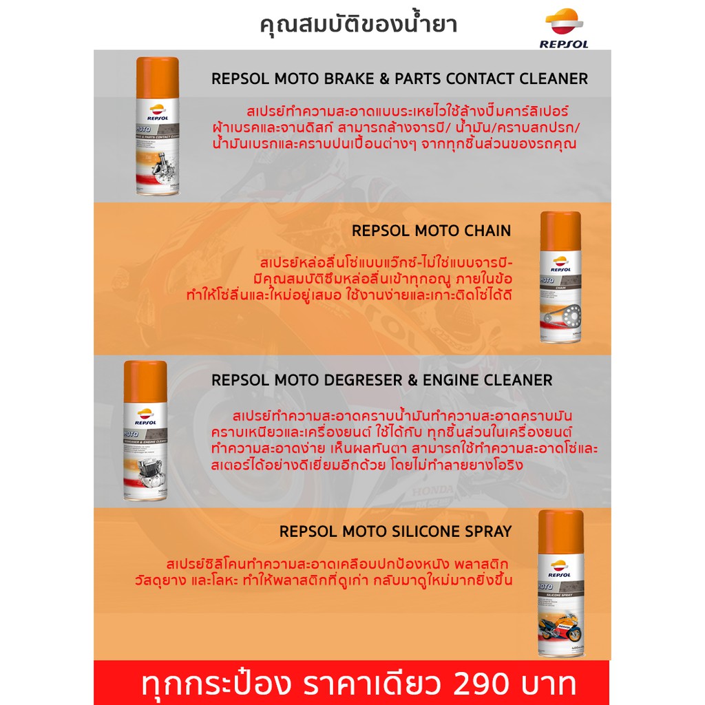 repsol-สเปรย์สำหรับดูแลเครื่องยนต์-ทำความสะอาดมอเตอร์ไซค์