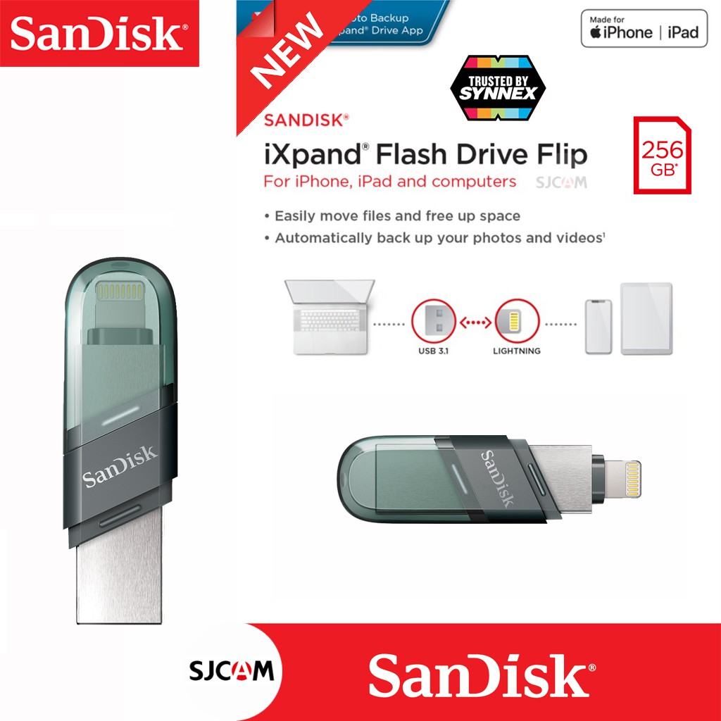 ภาพหน้าปกสินค้าSanDisk iXpand Flash Drive Flip 64GB,128GB,256GB for ios iPhone and iPad OTG(SDIX90N) แฟลตไดฟ์ โอนย้ายข้อมูล โทรศัพท์ สำหรับ ไอโพน ไอแพด จากร้าน sjcam_officialstore บน Shopee