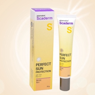 ((ครีมกันแดดสกาเดิร์ม)) SCADERM PERFECT SUN PROTECTION 30 กรัม เนื้อครีม สีเบจ  (***สีเบจเป็นโฉมใหม่แล้วนะคะ)