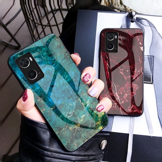 OPPO A96 4G เคสกระจก Tempered Glass Phone Case Soft TPU Edge Protection Hard OPPO A96 OPPOA96 เคส Back Cover