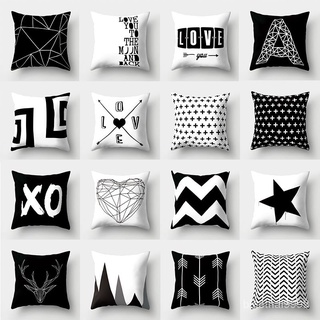 【บลูไดมอนด์】Black White Cushion Cover Pillowslip Geometric Square Decorative Pillow Case Throw Pillows Covers 45*45cm Ho