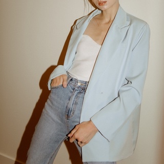 CLARA Double-Breasted Blazer​ สีเบบี้บลู / Baby Blue​ ฿1490