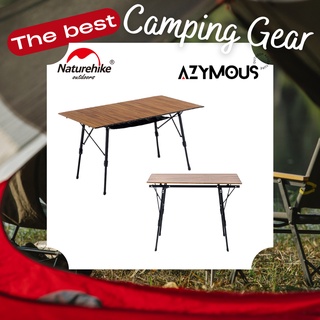 โต๊ะพับอลูมิเนียมลายไม้ โต๊ะแคมป์ปิ้งปรับระดับได้ Naturehike MW03 outdoor telescopic folding table