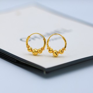 ต่างหูห่วงทอง รุ่นตุ้ม3เม็ดลายเงา 12mm👑รุ่นO-2 1คู่ CN Jewelry earings ตุ้มหู ต่างหูแฟชั่น ต่างหูเกาหลี ต่างหูทอง