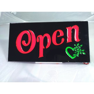 ป้ายOpen 10 x 20 cm มีไฟสว่างๆ สวยๆ