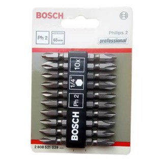 BOSCH ดอกไขควงลม สีเงิน(ดำ) PH2x65mm. #2608521039 (10 ดอก/แพ็ค)