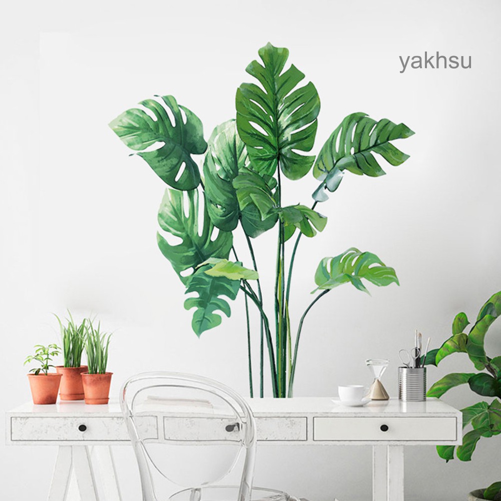 hy-qt-สติกเกอร์ติดผนัง-ลายพืชเมืองร้อน-ใบไม้-ลอกออกได้-สําหรับตกแต่งบ้าน-ห้องนั่งเล่น