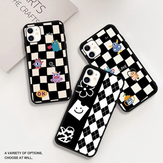 Black and white checkered phone case เคสโทรศัพท์มือถือ TPU ผิวด้าน สําหรับ VIVO Y11 Y12 Case VIVO S1 Pro V20 SE Y15 S5 V11 Y17 Y31 V15 Pro V7 Plus V3 Max S7 V20 Pro U10 M025