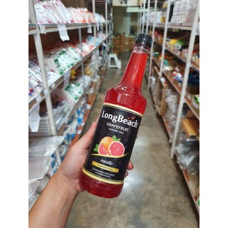 ไซรับ รสผลไม้ น้ำหวาน รส เกรปฟรุ๊ต ตรา ลองบีช longbeach 740 ml