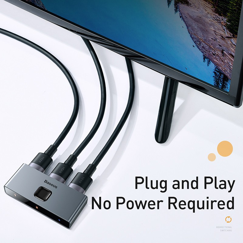 baseus-กล่องสวิตช์แยก-hdmi-3-พอร์ต-4k-usb-สําหรับเครื่องพิมพ์-แชร์เสียง-เกม-hdmi-2-0