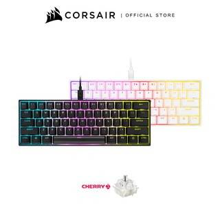 CORSAIR Keyboard K65 RGB MINI 60% Mechanical Gaming Keyboard US Layout — CHERRY MX SPEED — Black and White