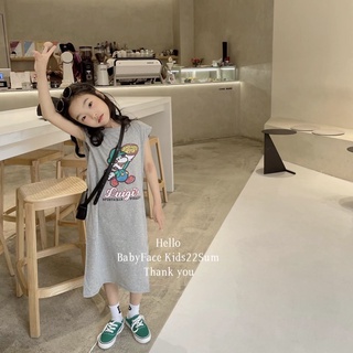 ชุดเดรสเสื้อยืดแขนสั้นลําลอง ผ้าฝ้าย แฟชั่นฤดูร้อน สําหรับเด็กผู้หญิง
