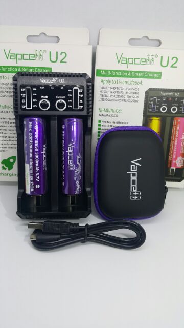 u2-ถ่านเวฟม่วง2ก้อน-เครื่องชาร์จ-vapcell-u2-ถ่าน-vapcell-ม่วง-3-000-mah-20a-เเท้ครบชุด