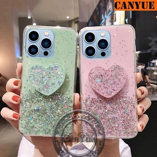 for iPhone 13 12 11 Pro Max Mini 13Pro 12Pro 13Mini 12Mini 11Pro 11ProMax Bling Glitter Sequins Silicone Case Luxury Foil Powder Soft Cover Crystal Protective Shine Phone Casing with Heart Stand Popsocket