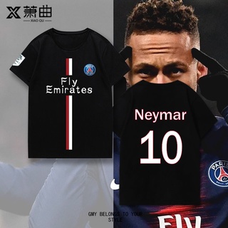 Paris Saint-Germain ชุดทีมฟุตบอลเสื้อผ้า Mbappé Neymar เสื้อยืดแขนสั้นผู้ชายและผู้หญิงใหญ่ Paris ครึ่งแขน