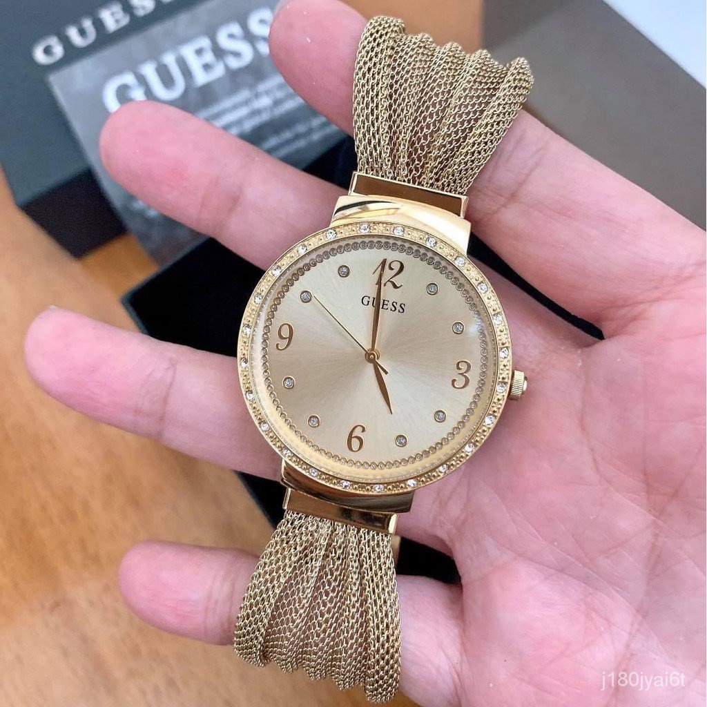 Guess Quartz Crystal Gold Dial Ladies Watch U1083L2 Gold Tone Shopee Thailand