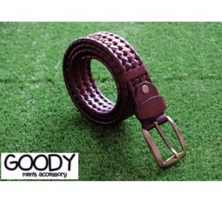 Goody_belt เข็มขัดหนังเปีย สีน้ำตาล