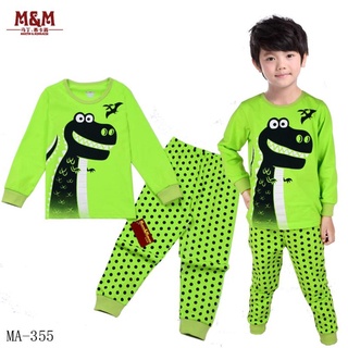 MAB-355-MB ชุดนอนเด็กชาย แนวเข้ารูป Slim Fit ผ้า Cotton 100% เนื้อบาง สีเขียว ลายไดโนMBS-SIZE-2