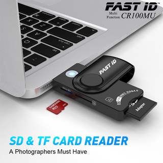 ภาพขนาดย่อของภาพหน้าปกสินค้าFAST ID เครื่องอ่านบัตรประชาชนขนาดพกพา USB Card Reader Multi-Disk รุ่น CR100MU อ่านบัตร มาตรฐานICT Smart Card Reader จากร้าน fastidthai บน Shopee