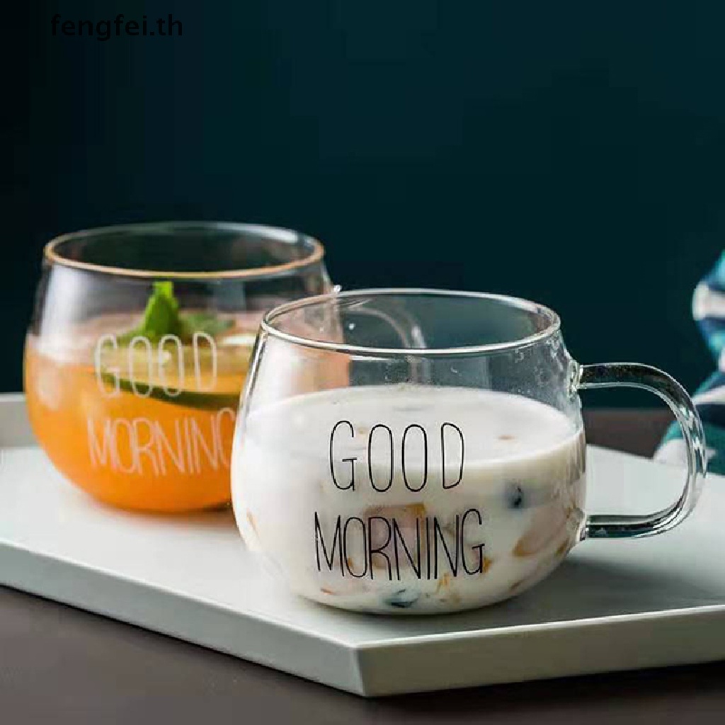 fengfei-แก้วมักใส-พิมพ์ลายตัวอักษร-สําหรับใส่เครื่องดื่ม-ชา-นม-อาหารเช้า