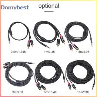 dom - สายแจ็ค 3 . 5 มม. male to 2 rca ผ้าฝ้ายถัก aux cable สําหรับโฮมเธียเตอร์ลําโพง