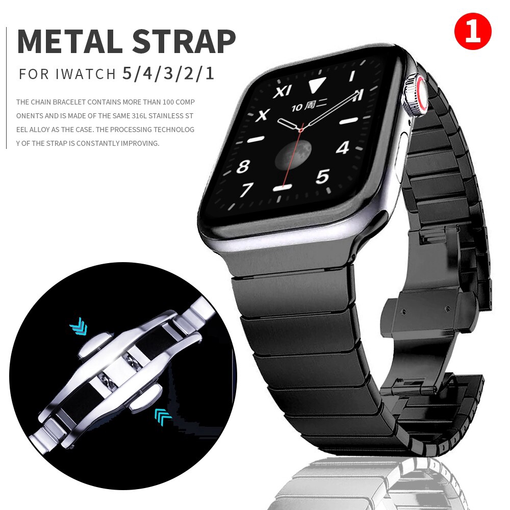 ภาพหน้าปกสินค้าสายนาฬิกาข้อมือ สเตนเลสสตีล สําหรับ apple watch 44 มม. 40 มม. 42 มม. 38 มม. iwatch band 5 4 3 2 1 จากร้าน grows.th บน Shopee
