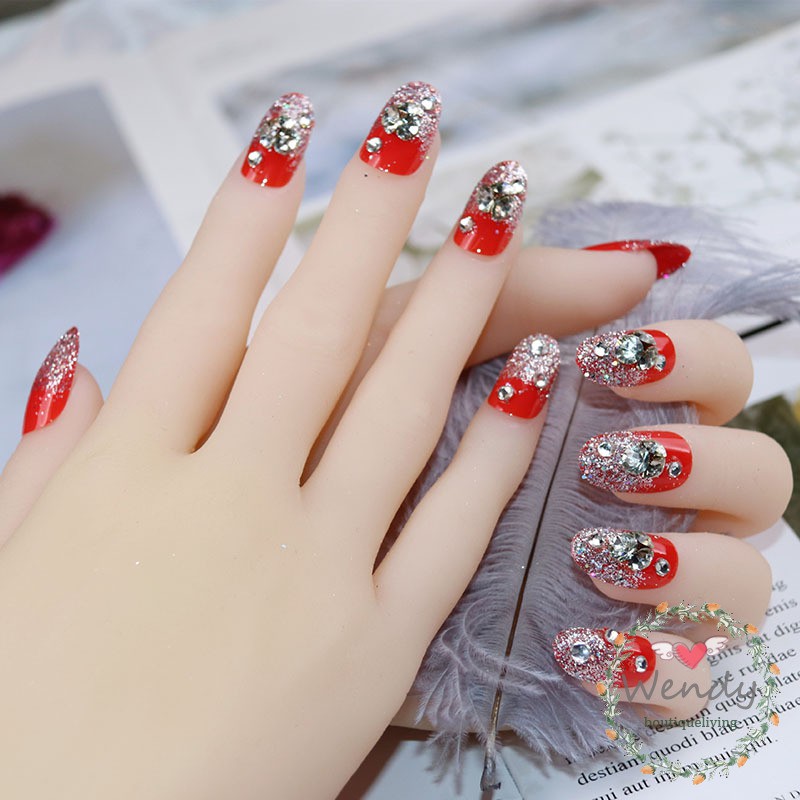 wendy-เล็บปลอมสีแดงกลิตเตอร์-3-d-สําหรับตกแต่งเล็บ