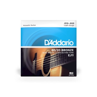 สายกีตาร์โปร่ง เบอร์ 12 D’Addario EJ11 80/20 Bronze Light 012-053