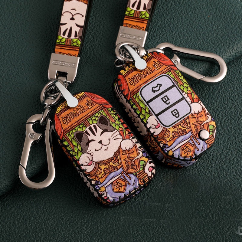 เคสกุญแจรถยนต์-honda-การออกแบบสไตล์จีน-เคสหนังใส่กุญแจรีโมทกันรอย-กระเป๋าใส่กุญแจรถยนต์-ปลอก-key-cover-ปลอกกุญแจ