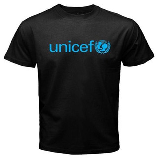 เสื้อยืดผ้าฝ้าย 100% พิมพ์ลายโลโก้ unicef who สีดํา