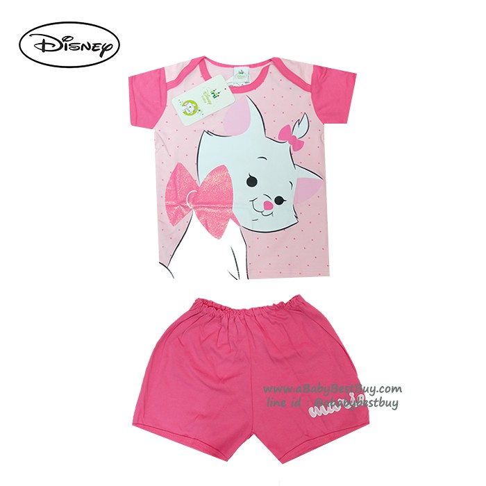 ชุดนอนเด็ก-ชุดนอนเบบี้-disney-marie-เสื้อแขนสั้นสีชมพู-กางเกงขาสั้นสีชมพู-สุดน่ารัก-ดิสนีย์แท้-ลิขสิทธิ์แท้