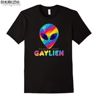 ⊙ↂ❐วันเกิด Giftcotton คุณภาพสูง Gaylien Rainbow Pride Flag เกย์เอเลี่ยนผู้ชายรอบคอเกาหลีสไตล์ผ้าฝ้ายแท้ 100% เสื้อยืดแขน