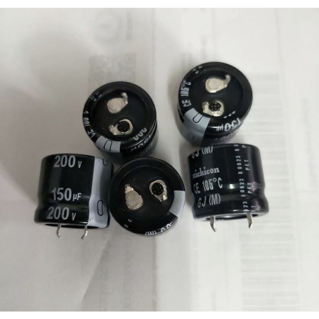 แพค-10ตัวcapacitor-คาปาซิเตอร์150uf200vขนาดสูง20มิลอ้วน22มิล-105c-nichiconค่าความจุเต็ม100-ของใหม่แท้