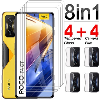 8 in 1 Tempered Glass For Xiaomi Poco F4 GT Screen Protector Full Cover Lens Film For Xiaomi Poco X3 X4 NFC M3 M4 Pro 5G Glass