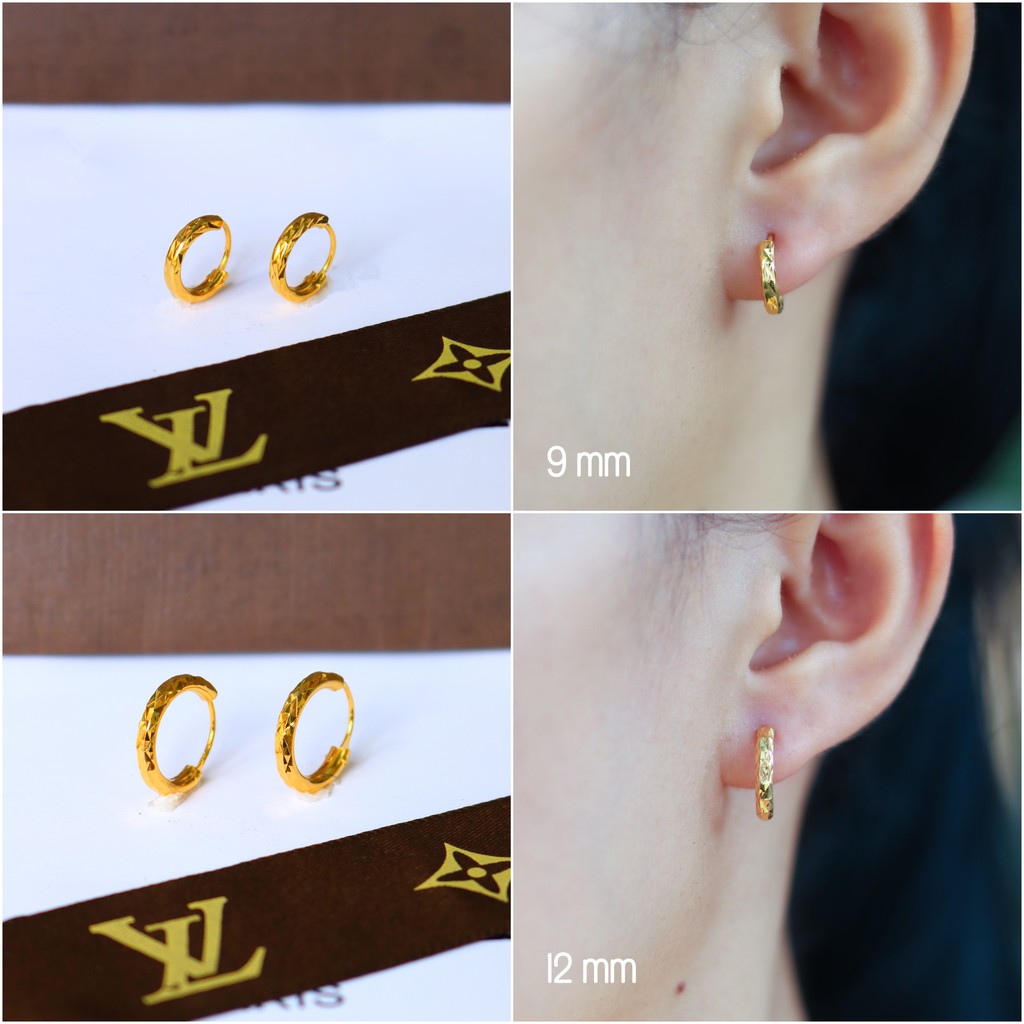 ภาพหน้าปกสินค้าต่างหูห่วงมาเลย์ 9mm 12mm  1คู่ CN Jewelry earings ตุ้มหู ต่างหูแฟชั่น ต่างหูผู้หญิง ต่างหูทอง