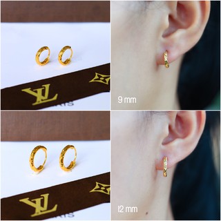 ต่างหูห่วงมาเลย์ 9mm 12mm 👑 1คู่ CN Jewelry earings ตุ้มหู ต่างหูแฟชั่น ต่างหูผู้หญิง ต่างหูทอง