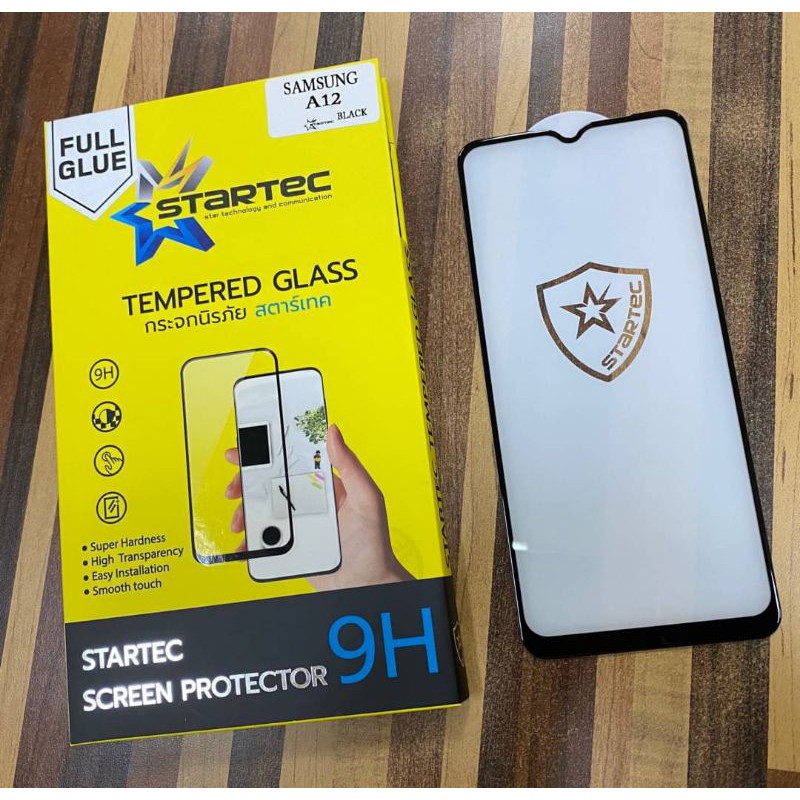 ฟิล์มกระจกนิรภัยเต็มจอ-samsung-a12-ยี่ห้อstartec-สวย-วัสดุคุณภาพสูง-ทัชลื่นปกป้องหน้าจอได้ดี