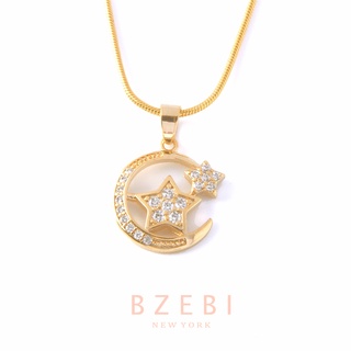 BZEBI สร้อยคอ ผู้หญิง แฟชั่น นจี้รูปดาว ดวงจันทร์ ทอง ทอง โซ่ สแตนเลส แฟชั่นไม่ลอกดำ สําหรับผู้หญิง 213N