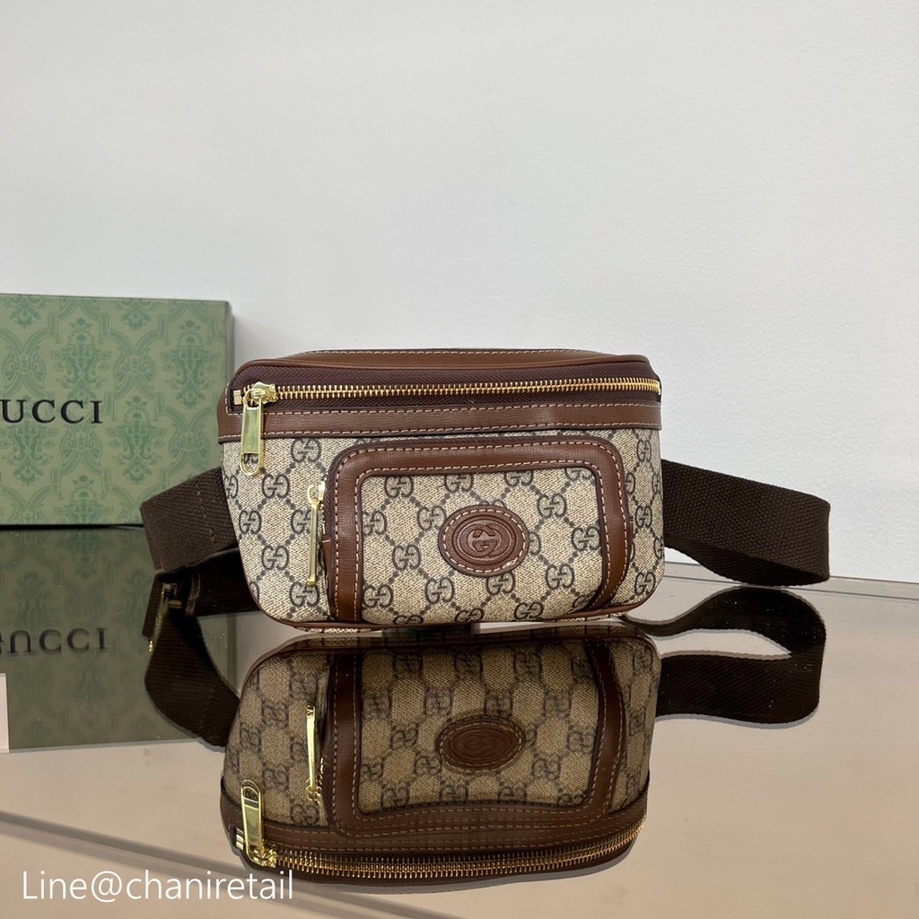 กระเป๋าคาดอก-gucci-belt-bag-รุ่นtop-ของแบรนด์-วัสดุทำจากผ้าcanvas-ลวดลายไอคอนิคของแบรนด์-ที่สามารถใช้ได้ทั้งหญิงและชาย