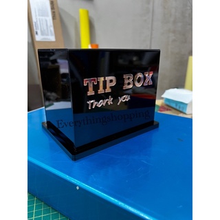 กล่องทิปบ๊อกซ์สีดำ ตัวหนังสือสีโรสโกล มีของพร้อมส่ง กล่องTip box ขนาด 5นิ้วx15ซมxลึก11ซม (ดำ+โรสโกล)